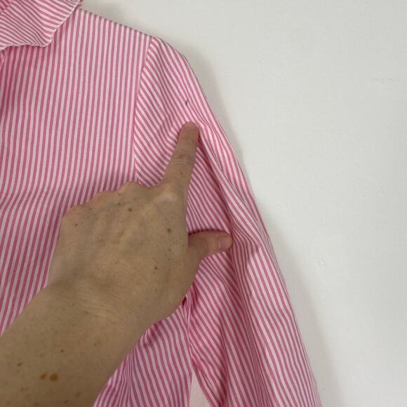 Junko Shamada Pink Stripe Ruffle Button Up Blouse Size 38 or Size S - Picture 4 of 9